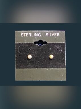 Vintage 925 Sterling Silver Pearlescent Rainbow Ball Stud Earrings NWT 4mm